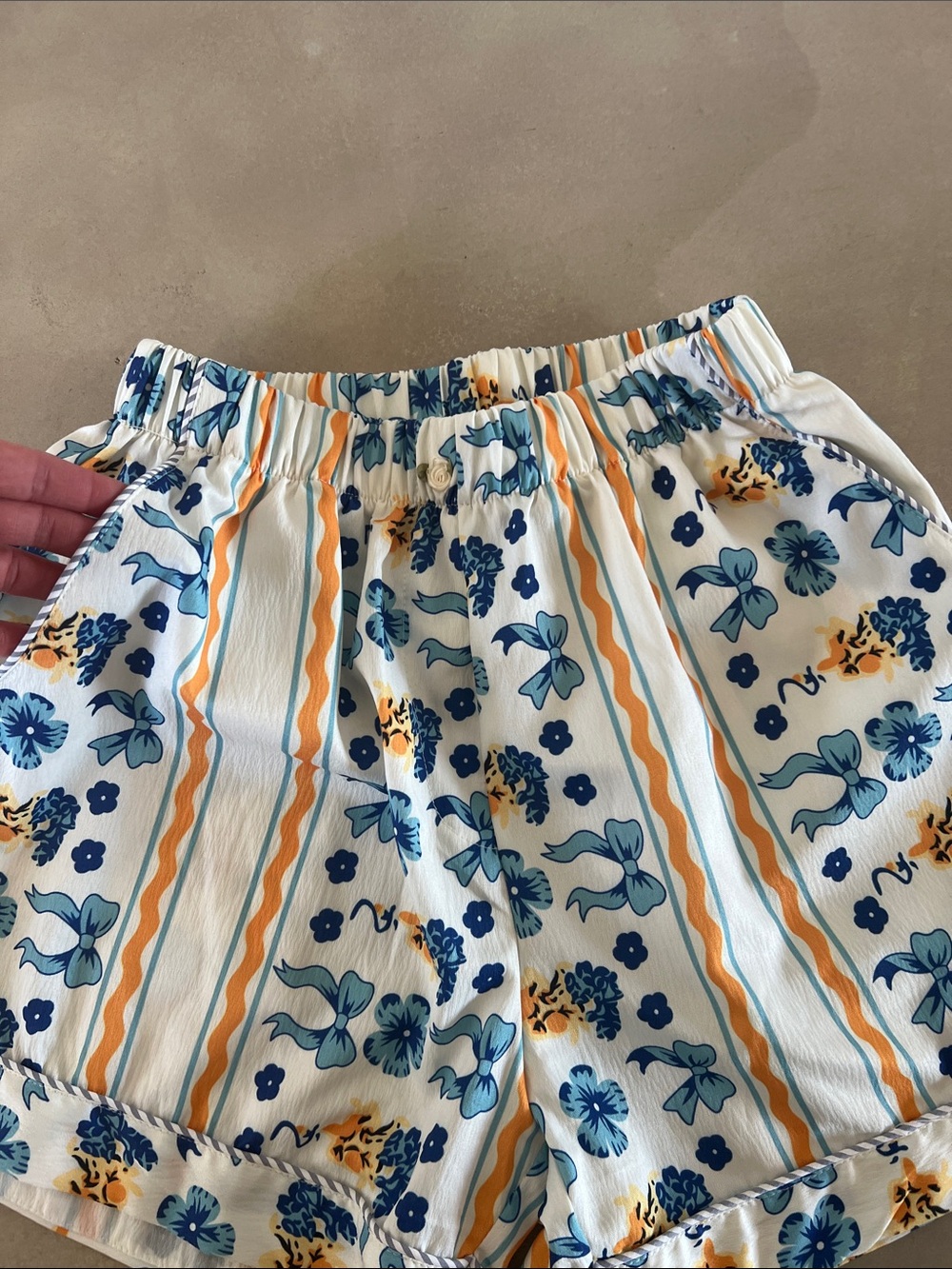 Women’s Floral Stripe Lounge Set - Blue & Yellow - Picture 5 of 11